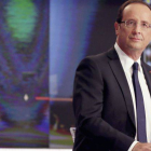 El presidente francés, François Hollande, durante su entrevista televisada este domingo.