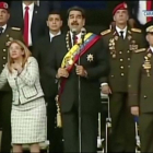 Nicolás Maduro y su plana mayor, en el momento exacto del atentado.