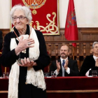 La poeta uruguaya Ida Vitale tras recibir el Premio de Literatura en Lengua Castellana Miguel de Cervantes.