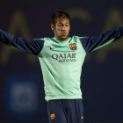 Neymar durante una sesión de entrenamiento del Barça.