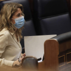 La ministra de Agenda Urbana, Raquel Sánchez, ayer en el Congreso. FERNANDO ALVARADO