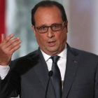 El presidente Hollande, durante su rueda de prensa en el Elíseo.
