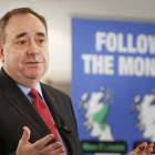 El ministro principal escocés Alex Salmond, este lunes, en un discurso en Aberdeen ante la asociación proindependencia Empresas para Escocia.