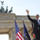 El presidente de EE.UU., Barack Obama, en un momento del discurso en Berlín.