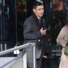 El mayor de los Mossos, Josep Lluis Trapero, a la salida ayer de la Audiencia Nacional, donde fue citado por la jueza Lamela. BALLESTEROS
