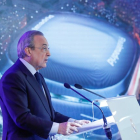 Florentino Pérez, presidente del Madrid, durante la presentación de la remodelación del Santiago Bernabéu.