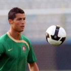 Cristiano en un entrenamiento con Portugal.