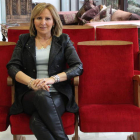 Sagrario González, ayer, en el Hotel Spa Ciudad de Astorga, subraya que el equipo maragato no es un filial de la Deportiva y que el reto ahora es la permanencia