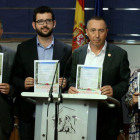 Los diputados de Compromís en el Congreso, en una rueda de prensa.