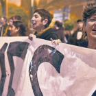 Protesta contra la violencia machista, el sábado, en la plaza Major de Nou Barris.