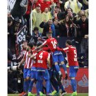 El Sporting celebra el segundo gol ante el Leganés. HIDALGO