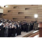 El presidente Bachar al Asad pronunció ayer un discurso en la Universidad de Damasco.