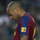 El delantero francés del Barcelona Thierry Henry se lamenta tras fallar una ocasión ante el Getafe