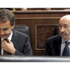 Zapatero y Rubalcaba, ayer en el Congreso durante la sesión de control al Gobierno.