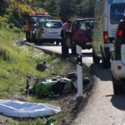 Imagen del último siniestro mortal de un motociclista, anteayer en Riaño.