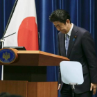El primer ministro japonés, Shinzo Abe, durante su discurso, este viernes.