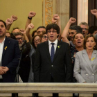 Puigdemont y Junqueras durante la DUI en 2017