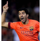 Luis Suárez celebra uno de sus goles con el Barcelona esta temporada.
