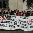 Los delegados de Minería de CC.OO. se concentraron ayer ante la Subdelegación del Gobierno