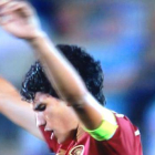 Vallejo celebra el título al final del encuentro.