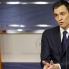 Pedro Sánchez, el pasado viernes en el Congreso, tras reunirse con el Rey.