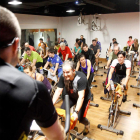 Una de las clases de spinning ayer por la tarde en el Victoria Sport Club.