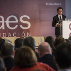 El expresidente José María Aznar en un reciente acto de la fundación que preside,FAES.
