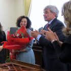 Carbajo, junto a García Marín, ayer en la toma de posesión. DL