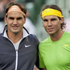 Nadal y Federer posan en un torneo.