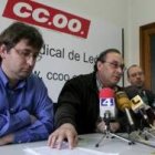 Andrés González, José Antonio López e Ignacio Fernández, ayer en León