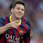 Messi celebra un gol en un partido de esta temporada en el Camp Nou.