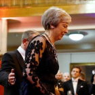 Theresa May en un banquete el lunes en Londres.