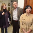 Marta Olmedo, Jorge Félix Alonso y Ángela Marqués, ayer en la sede del PSOE en Ponferrada.