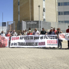 Concentración de trabajadores de Indra en León el pasado 28 de julio