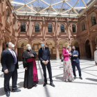 Morán, López, Díez, Pardo, Fernández y Evelia Fernández, en la inauguración del museo. RAMIRO