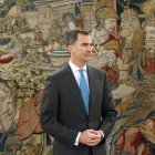 El Rey, en el palacio de la Zarzuela, donde tiene lugar la ronda de contactos con los partidos para la investidura.