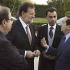 Herrera, Rajoy, Maíllo y Lucas, ayer en Zamora.