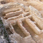 Detalle de los restos de la iglesia de Marialba de la Ribera durante las excavaciones llevadas a cabo en 2009. DL