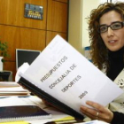 Rodríguez Picallo observa el dossier en el que se incluyen las partidas económicas destinadas al dep
