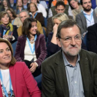 Arantza Quiroga, junto a Rajoy, durante el congreso del PP vasco, este sábado en San Sebastián.