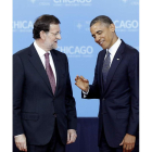 Rajoy con Obama ayer, en Chicago.