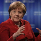 Angela Merkel, en televisión.
