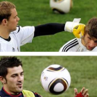 Arriba los germanos Neuer y Mueller bromean en un entrenamiento. Abajo, Villa, el máximo goleador