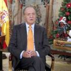 El Rey Juan Carlos, durante el tradicional discurso de Navidad