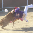 Los peñistas disfrutaron de la becerrada en la plaza de toros.