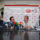 Los representantes sindicales de la minería del carbón, ayer, en León.