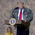 President Donald Trump speaks at a hanger rally at Al Asad Air Base  Iraq  Wednesday   In a surprise trip to Iraq  President Donald Trump on Wednesday defended his decision to withdraw