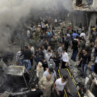 Fotografía de los momentos posteriores a la explosión del coche bomba en Damasco.