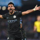 Sergio Agüero, tras marcar el gol histórico ante el Nápoles.