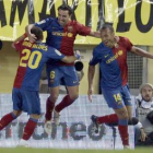 El Deportivo goleó al Recreativo. Lopo, en el centro, celebra con Bodipo y Ze Castro su gol